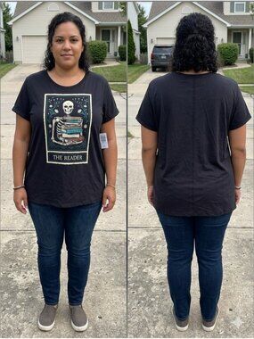 Torrid NWT Plus Size 1 1X The Reader Tarot Skeleton Book Whimsigoth Heritage Tee